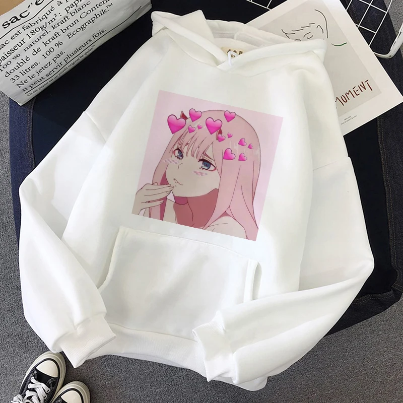 

Kawaii Anime Darling In The Franxx Zero Two Printing Hoodies Sweatshirts Unisex Cute Cartoon Long Sleeved Oversized Male COTTON