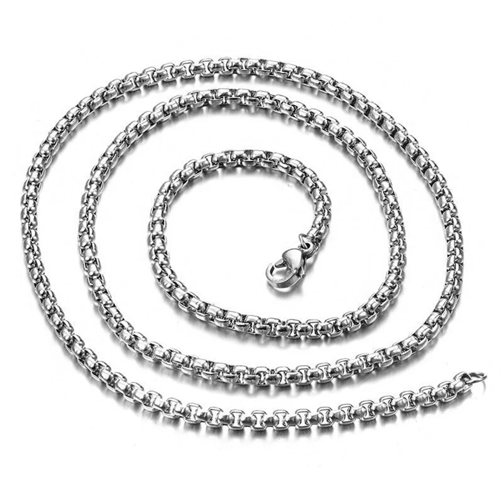 

1pcs Driopshipping 8-32In Stainless Steel Necklace Width 2/3/4/5mm Round Box Link Chain Necklace Stainless Steel Jewelry