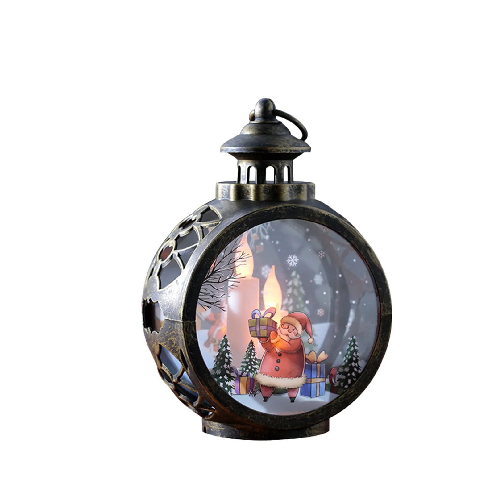 Christmas Lantern Warm White LED Candle Hanging Night Light Ornament Tabletop Gift Party Home Decor Santa Claus Vintage Holiday | Лампы и