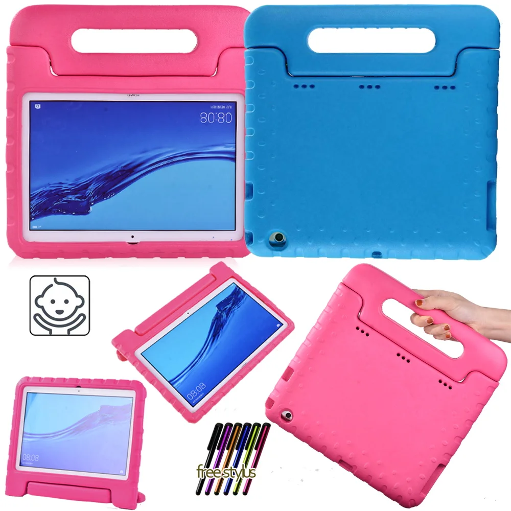 

For Huawei MediaPad T3 10 9.6"/T5 10 10.1" Tablet Case Childs Eva Secure Holder Handle Shockproof Tablet Shield Cover+Stylus