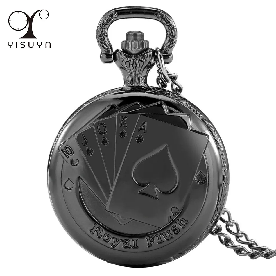 Рояль свитер ожерелье кварцевые карманные часы черный/серебро Полный Охотник