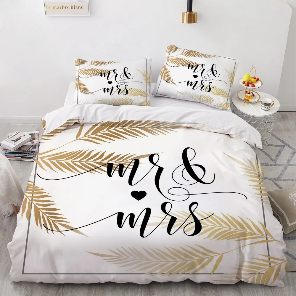 

Leaf Letter 3D Quilt Covers Pillow Shams Duvet Cover Sets Comforter Shell Bed Linens Twin Double Single European Style Bedclothe
