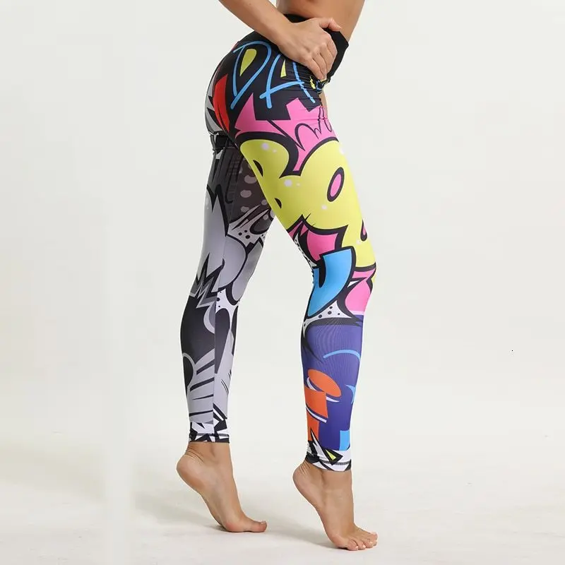 

Print Yoga Pants Women Unique Fitness Leggings Workout Sports Running Leggings Sexy Push Up Gym Wear Elastic Slim Pants