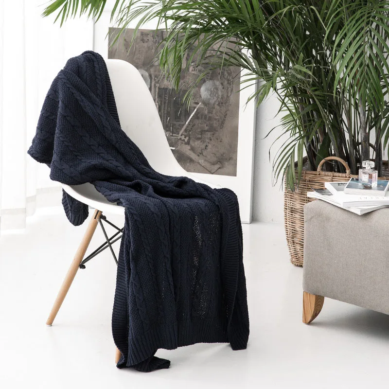 Хлопковое одеяло в скандинавском стиле шаль для сна офиса дивана вязаное с