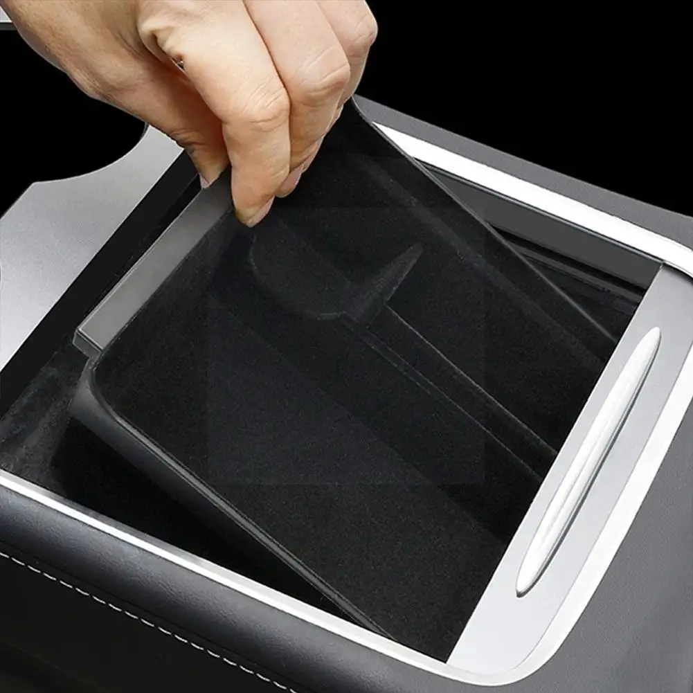 

New for Tesla Model 3 Y 2021 Car Central Armrest Storage Organizer Flocking/ABS Organizer Center Box Console Holder Contain P1U4
