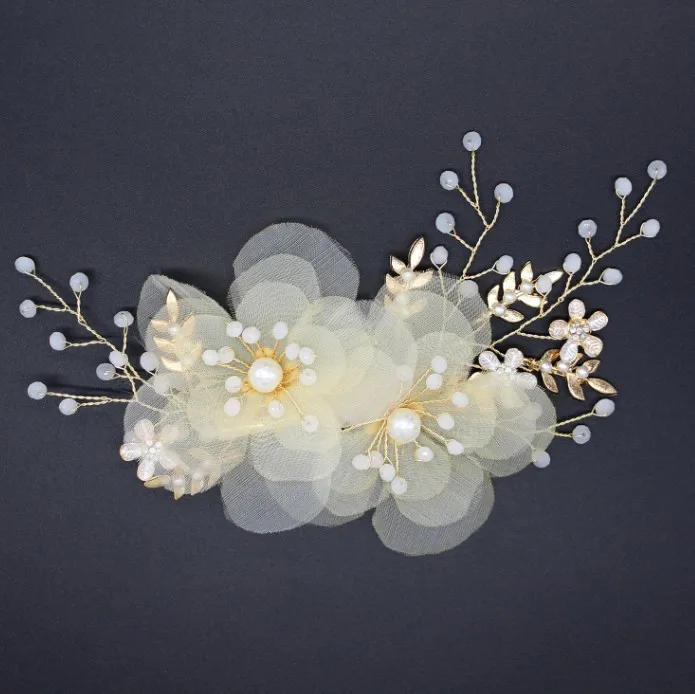 Цветочные заколки для волос цвета шампанского золотистые шпильки стразы женщин