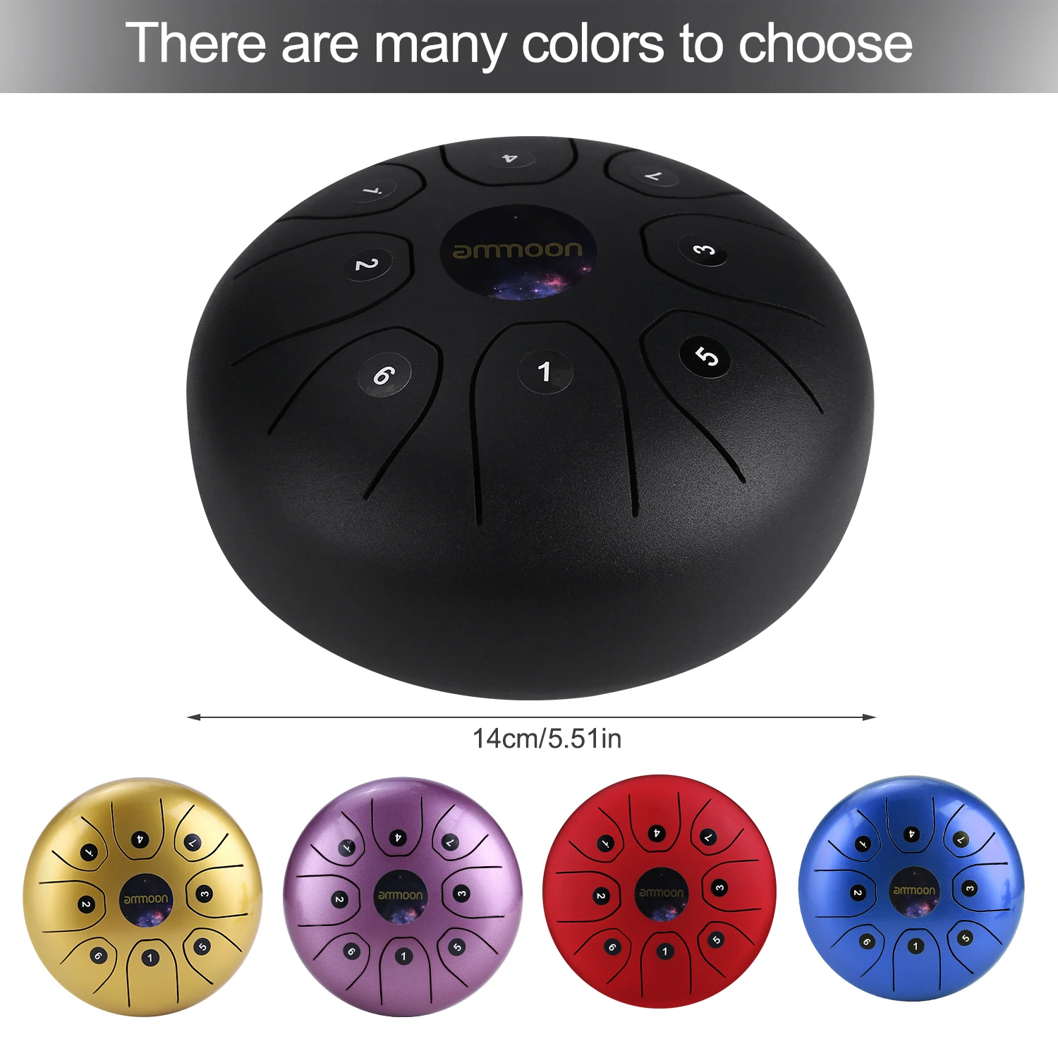 

Стальной мини-барабан ammoon 5,5 дюйма, 8 заметок, C-Key ручной барабан, стальной Карманный барабан, перкуссионный инструмент с сумкой для переноск...