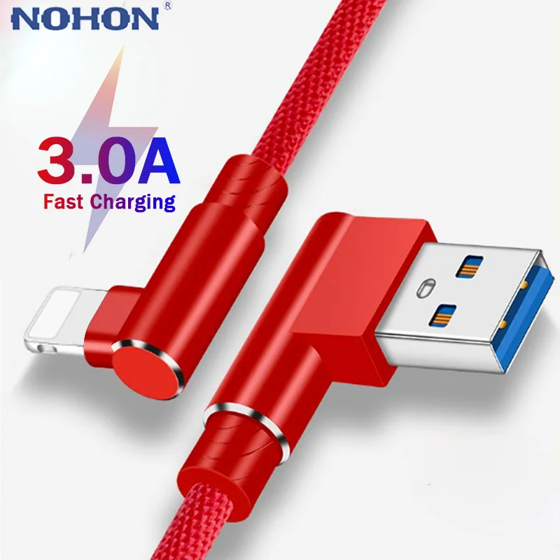 USB кабель для зарядки и передачи данных 90 градусов iphone X XR 10 XS Max 7 8 6 s Plus 5 5S SE быстрая
