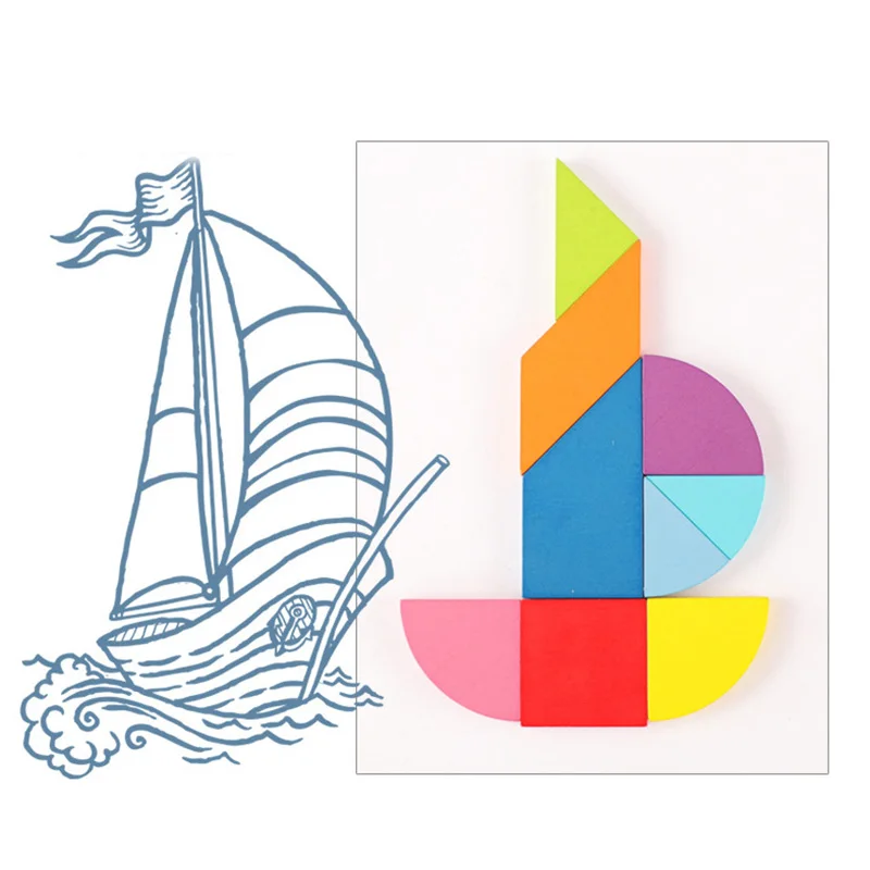 3D деревянная игрушка Танграм головоломка для детей красочные детские игрушки