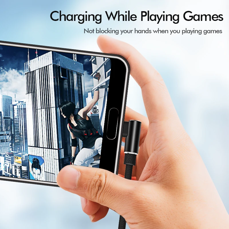 Кабель Micro USB 3A для быстрой зарядки шнур с углом 90 градусов нейлоновый плетеный