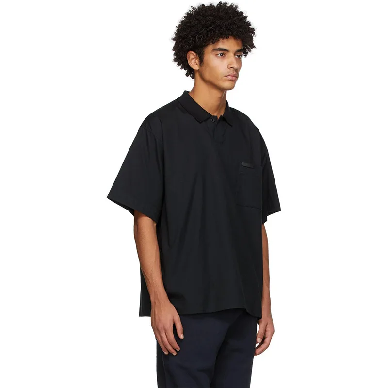 

Feel of God high street solid color simple T-shirt Street trendy old pocket Short Sleeve Tee