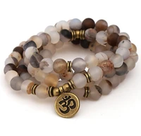 108 beads 8mm elastic adjustable lotus life tree buddha om eye chakra reiki agate onyx yoga bracelet necklace tth45
