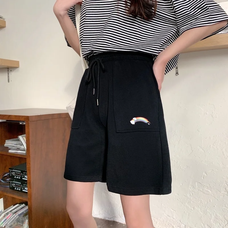 

Cotton Shorts for Women Rainbow Printing High Waist