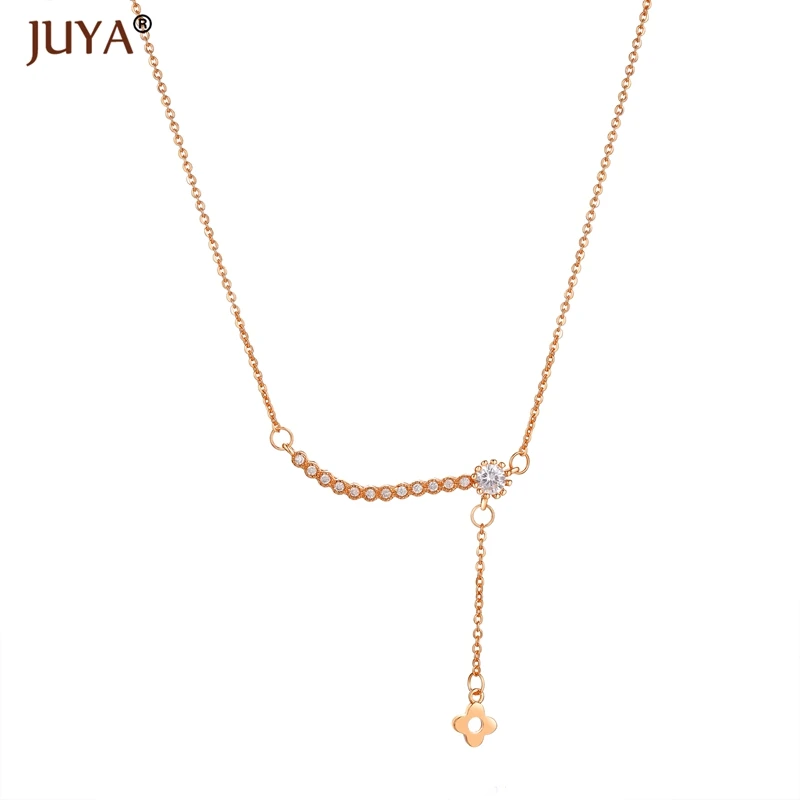 fashion statement necklaces for women Luxury Jewelry Copper Zircon Rhinestone Key Pendants Necklace Silver Femme