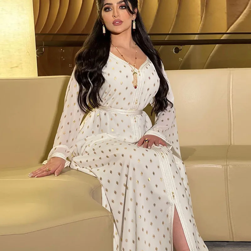 

Eid Abaya Turkish Women Clothing Muslim Dress Bronzing Islam Moroccan Kaftan Abayas India Jalabiya Dresses Robe Musulmane Longue