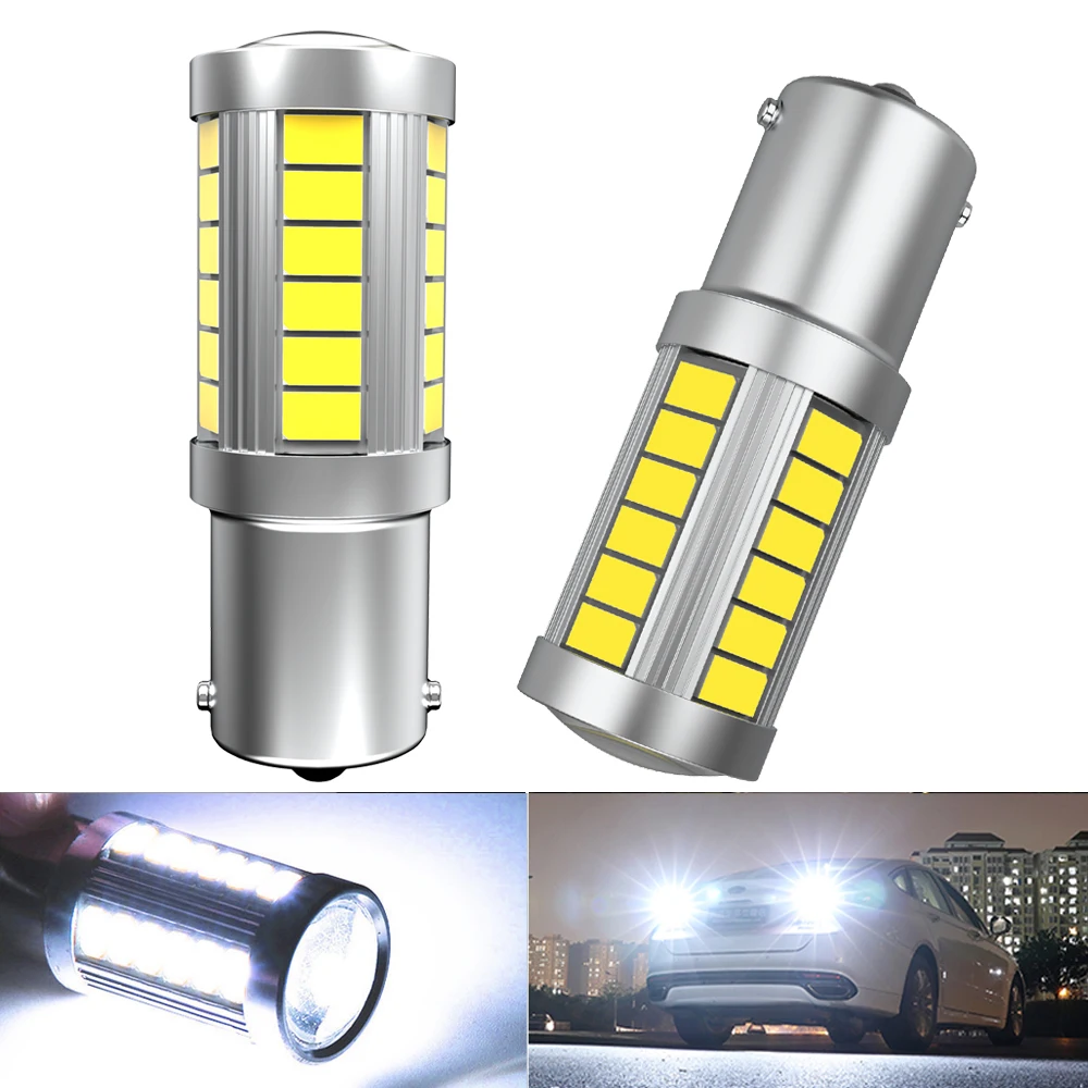 

2x BA15S P21W 1156 Автомобильный светодиодный лампа фонаря заднего хода Canbus Авто лампы ошибок AC/DC 12V 6000K для VW Passat B5 B6 Golf 4 2001-2010