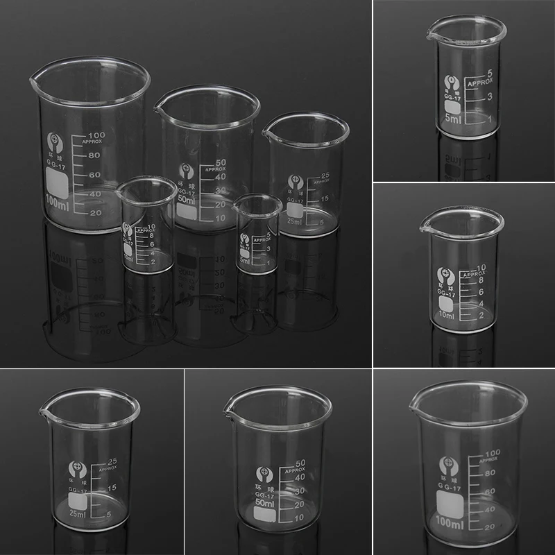 

Glass Beaker Set 5/10/25/50/100/150/250mlBorosilicate Glass Laboratory Measuring Glassware School Study Lab Glass Beaker Set