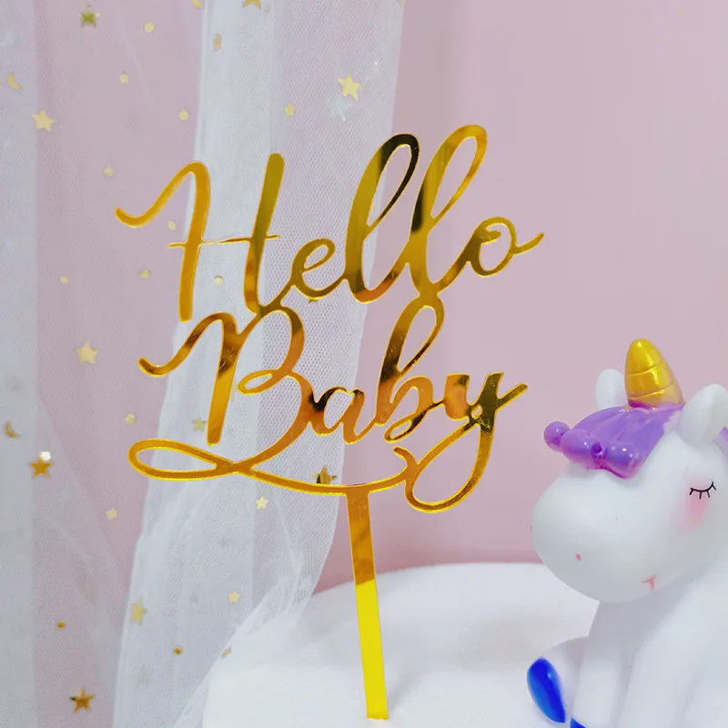 OH Baby акриловый торт Топпер золотой Hello Sunshine Cupcake для детского душа Дети Девочки
