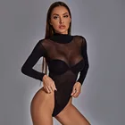 Сексуальный прозрачный слитный купальник, женский прозрачный купальник с длинным рукавом, стринги, бикини с высокой вилкой, одежда для купания, женский купальный костюм