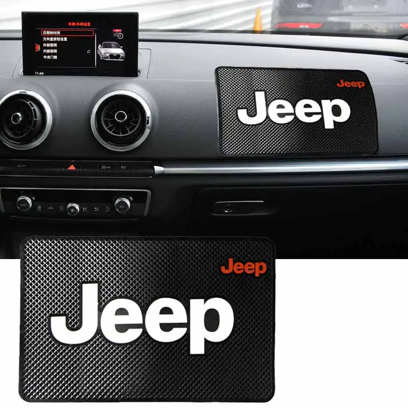 

1pcs Car Interior Mobile Phone Anti-Slip Mat for Jeep Grand Cherokee Commander Renegade Wrangler JK JL Compass Patriot Interior