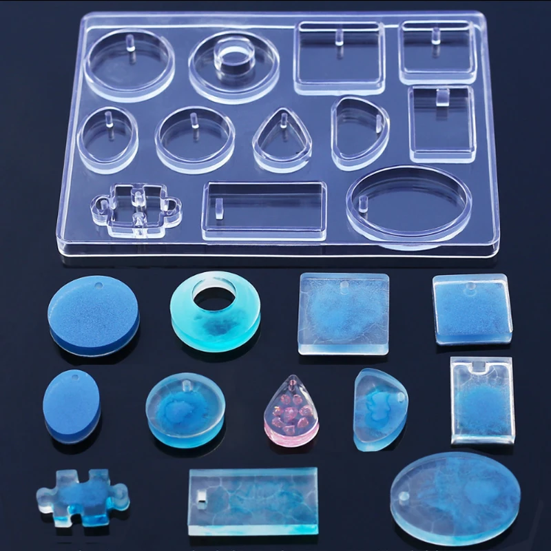 

12 Designs Silicone Pendant Mould Jewelry Making Necklace Mold Transparent Necklace Pendant Molds Hand Craft DIY Resin Supplies