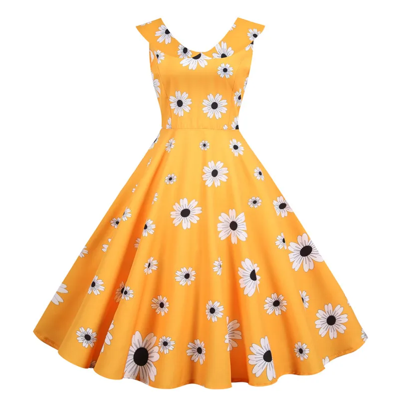 

2021The New Dress Women Elegant Collar Casual Sleeveless Vintage Retro Party Dress Robe