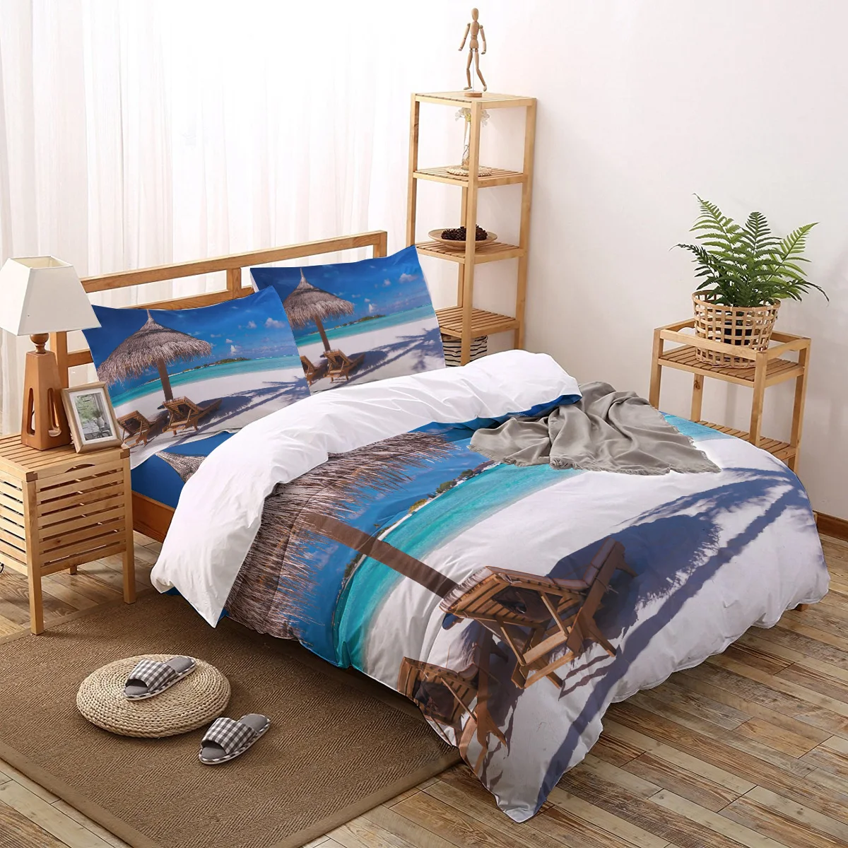 

Комплект постельного белья с принтом Морского Пейзажа, белый песок, пляж, океан, Королевский размер, модный пододеяльник, простыня, набор пр...