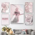 Настенная фаленопсис с розовыми цветами, пейзаж, горные цитаты, Картина на холсте для гостиной