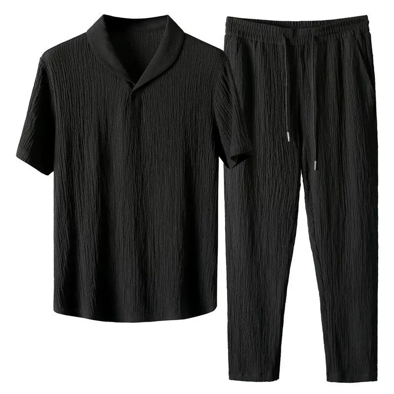 

Leisure Suit Men's 2021 New Summer Thin High End Sports Suit Men's Fashion Short Sleeve Pants Trend Luxury
