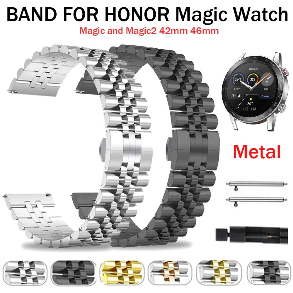 

New 20mm 22mm Stainless Steel Luxury Strap for HONOR Watch Magic 2 46mm 42mm Metal Watchband for HONOR Watch Wrist Band Bracelet