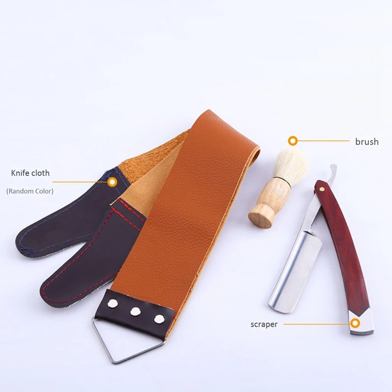 

1Pc Stainless Steel Barber Straight Shaving Razor Shaver Sweeney Todd + Strop Cloth Beard Shaver and Beard Brush
