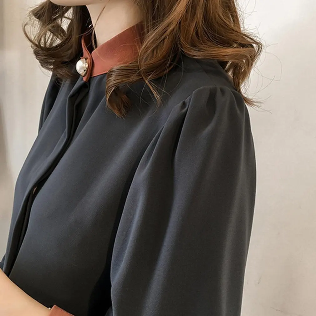 Женская Свободная блузка из хлопка и льна Повседневная рубашка в клетку с