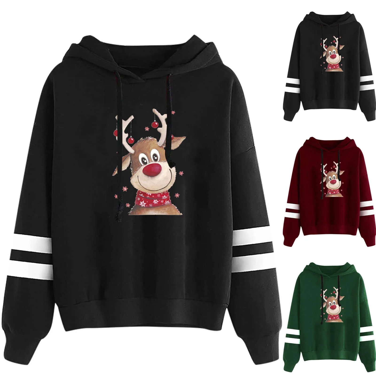 

Модная Удобная Женская осенне-зимняя повседневная Рождественская Толстовка с длинным рукавом и капюшоном Толстовка Женская