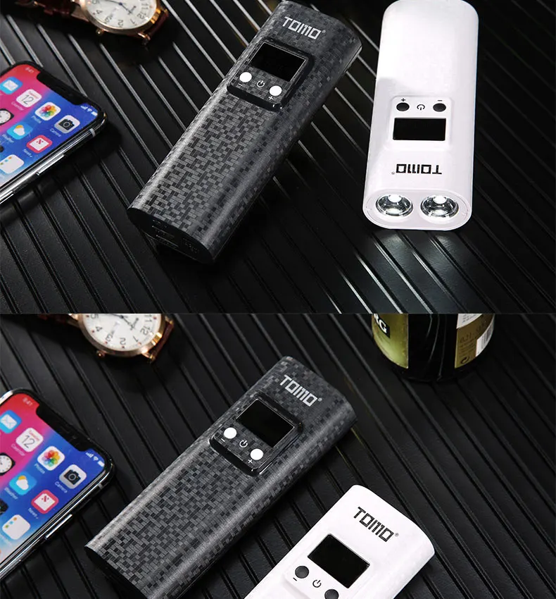 18650 зарядное устройство светодиодный фонарик powerbank батарея чехол для хранения умный дисплей TOMO Q2