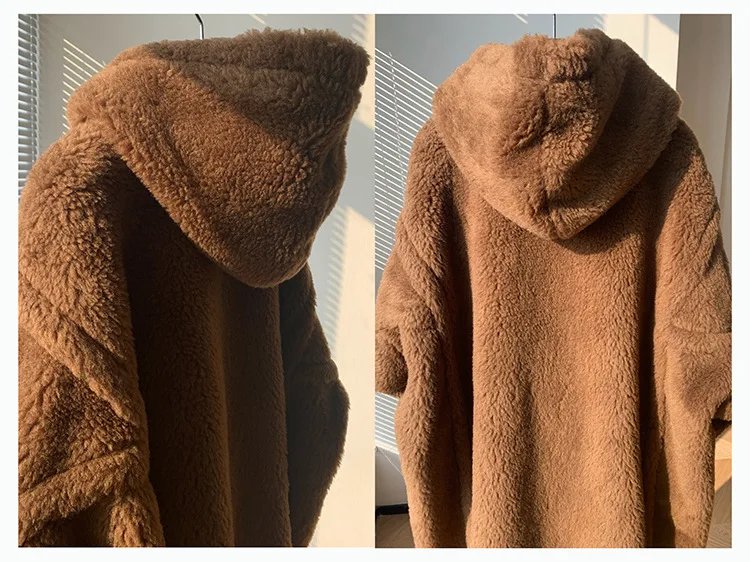 Новинка 2021 цветное пальто с табачным капюшоном плюшевый мишка средней длины из