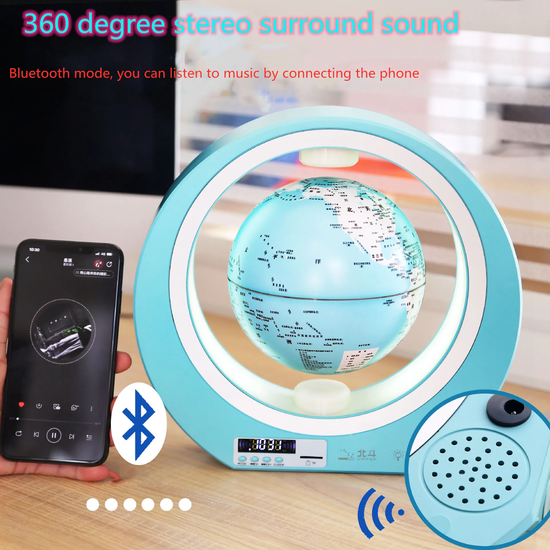 Умные часы с Bluetooth динамиком креативное украшение в виде глобуса магнита для дома