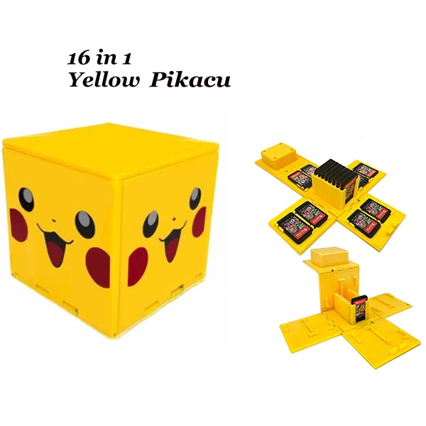 Yellow Pikacu Футляр для игровых карт премиум-класса с переключателем NAND, коробка для хранения с переключателем, складывающаяся коробка для карт NS, сохраняющая 12 карт - Цвет: Yellow Pikacu