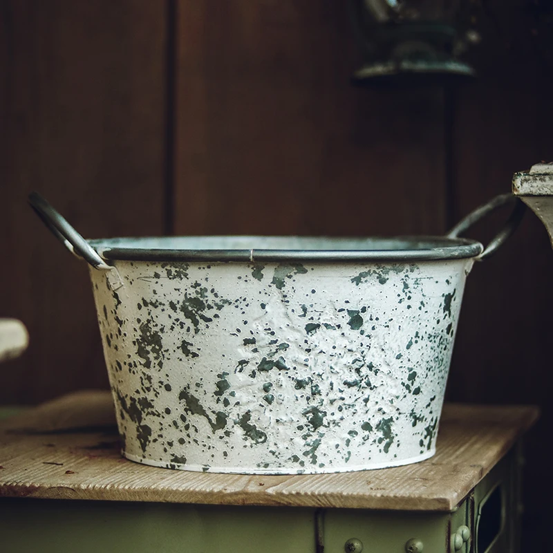 

Женский декоративный винтажный плантатор для суккулентов, Цинковое пальто, цветочный горшок, бочонок для внутреннего двора, садоводства, д...