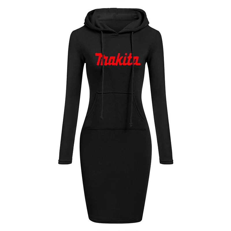 

Autumn and Winter Women Dresses Fashion Long Sleeve Hoodie Dress Casual Hooded Dresses for Women Pullover Dress