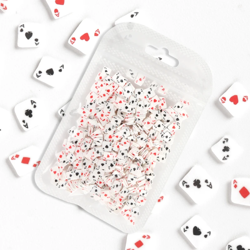 

10g Poker Card Polymer Clay Heart Spades Slice For Nail Art Decorations France Charms Polish Manicure Nails Accessories RK140143