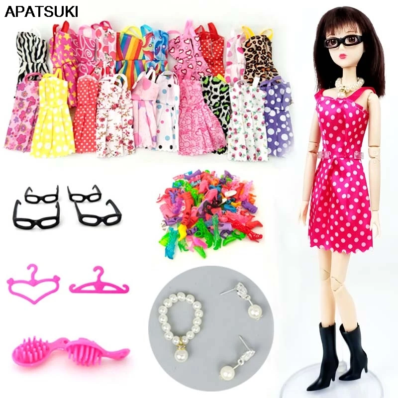 Аксессуары для кукол 30 предметов/комплект 10 пар обуви и модных платьев куклы
