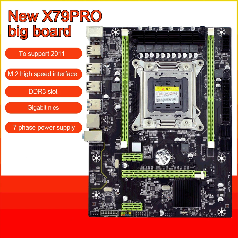 X79PRO  Motherboard  LGA  2011  Pin DDR3  Slot ECC S-ATA II  32G Memory M.2 High Speed Interface Motherboard For Desktop E5 2680