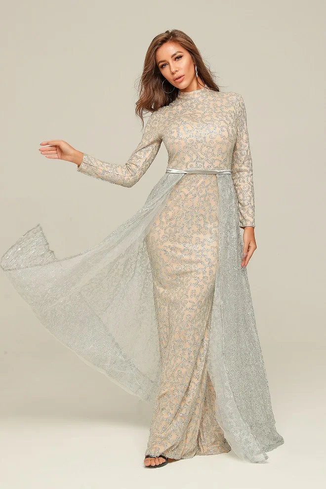 Платье женское длинное с длинным рукавом элегантное модное пикантное вечернее в