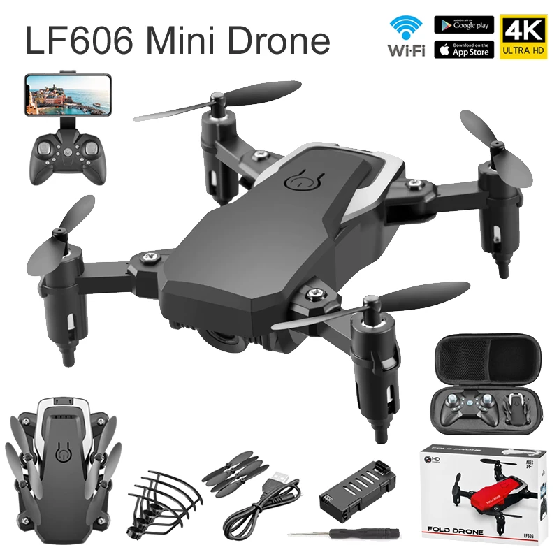 

Black ABS Plastic LF606 RC Quadcopter FPV 4k HD Camera Mini Drone Aerial Photography Altitude Hold Remote Control Helicopter Toy