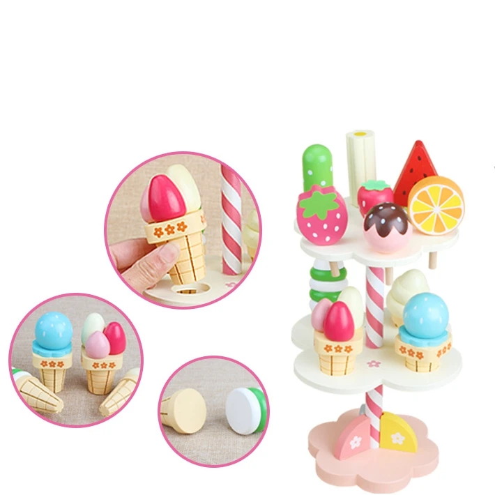 

Children's Kitchen Kawaii Candy Bar Ice Cream Dessert Funny Miniature Food Pretend Play Wooden Kitchen Toys For Girls Child Toys