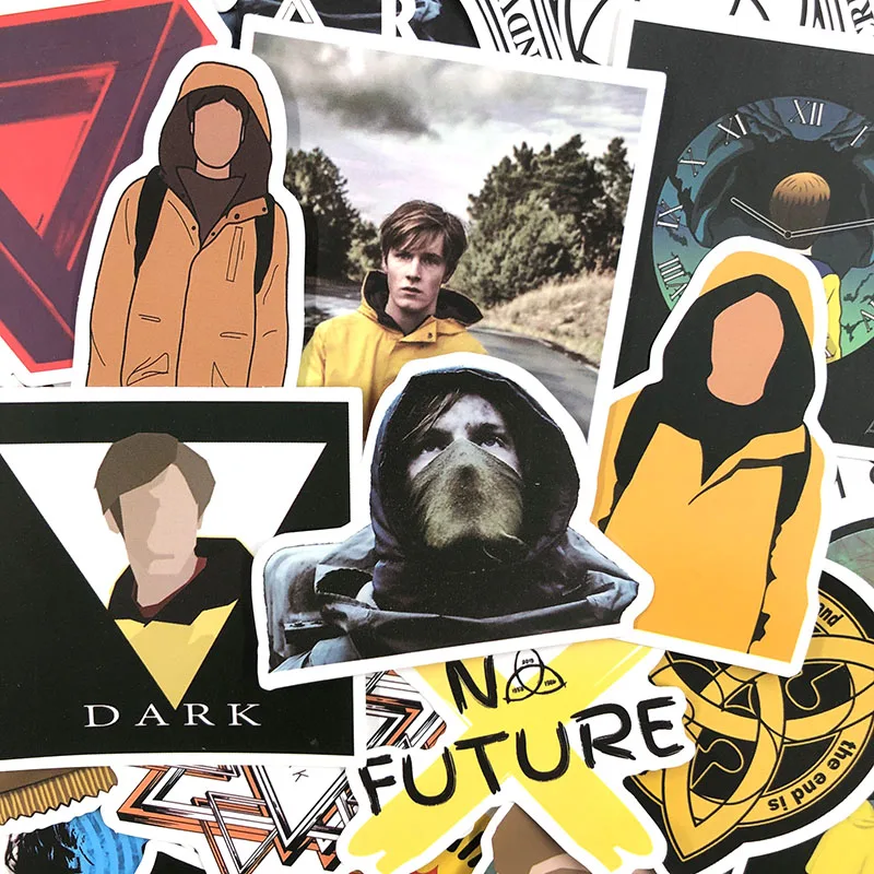 Pegatinas de la serie Dark TV para port&aacute;til, monopat&iacute;n, equipaje, nevera, Notebook, casco, juguete de dibujos animados, DIY, 10/50 unidades por paquete-3