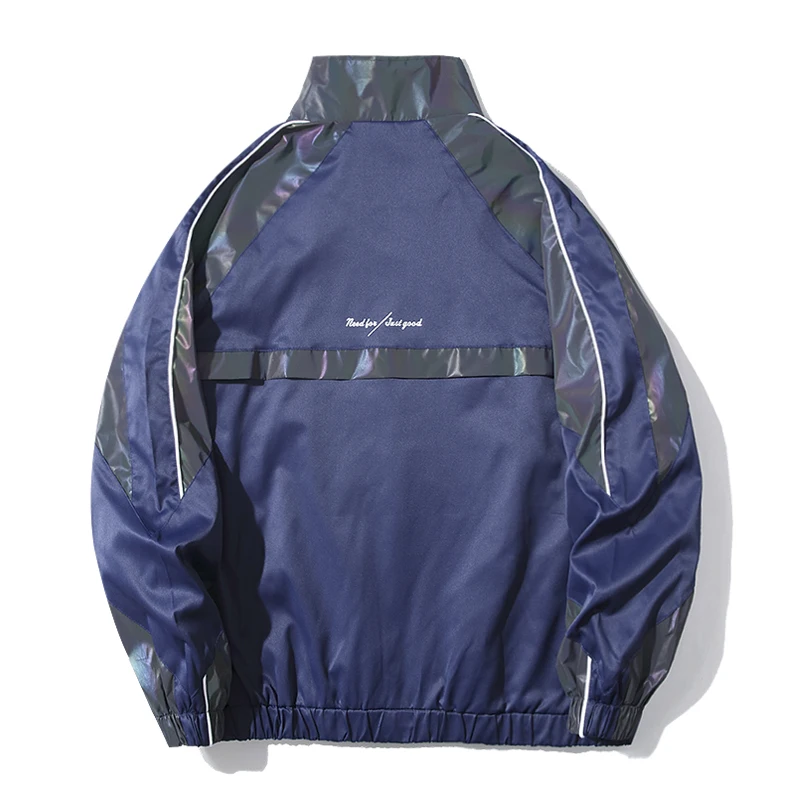 

New men's windbreaker dark reflective jacket casual hip-hop trend hooded jacket streetwear Harajuku Oversize Zipper Track Jacket