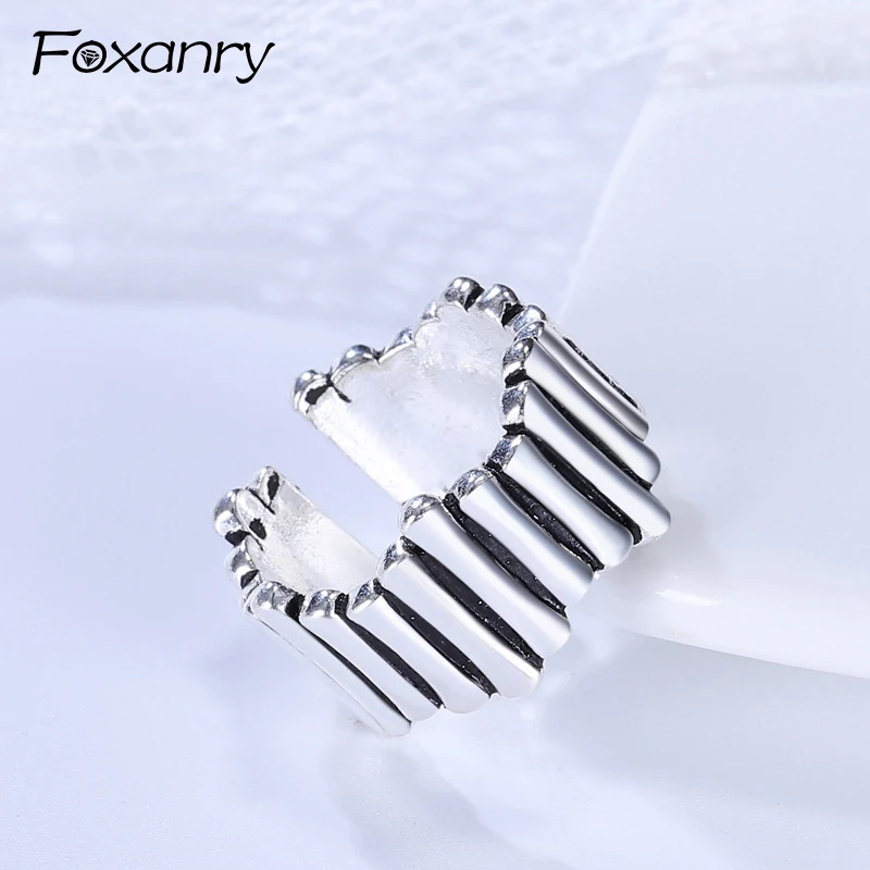 

Evimi 925 Standard Silver Creative Irregular Geometric Handmade Ring Vintage Thai Silver Party anillos Jewelry Size Adjustable