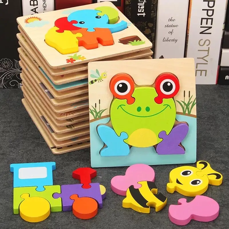 

Montessori Toy Wooden 3D Puzzle For Children Baby Cartoon Animal Traffic Jigsaw Puzzle Blocks Educational Wooden Toy Hot Selling