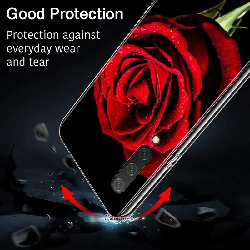 

Red Rose Flower for Xiaomi Mi11 10T Note10 Ultra 5G 9 9T SE 8 A3 A2 6X Pro Play F1 Lite 5G Transparent Phone Case